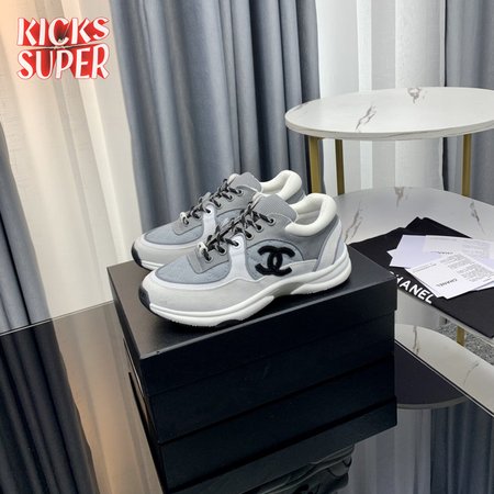 CHANEL LOW TOP TRAINER GRAY WHITE - CC2