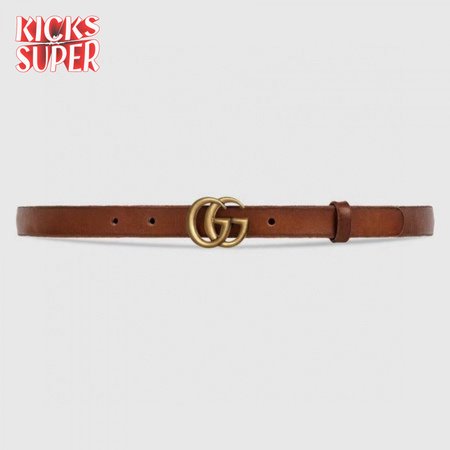 GUCCI LEATHER BELT WITH DOUBLE G BUCKLE