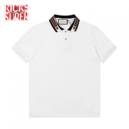 GUCCI COTTON POLO WITH WEB AND FELINE HEAD