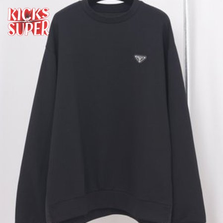 Prada Re-Nylon Logo Plaque Sweater Black