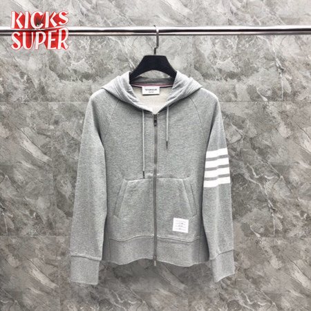 Thom Browne Logo-Patch Zip-Up Hoodie