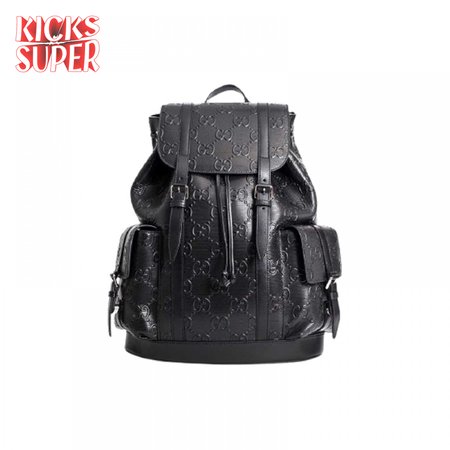 Gg Embossed Backpack In Black Leather GBP014