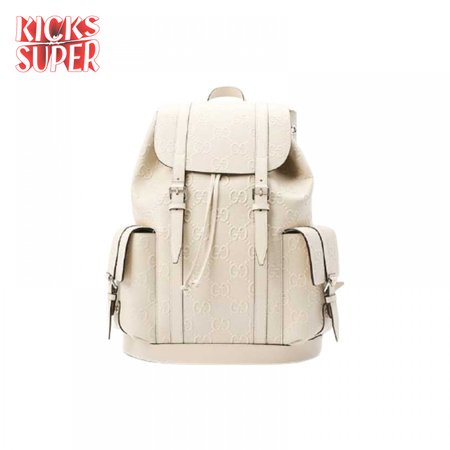 Gg Embossed Backpack In White Leather GBP013