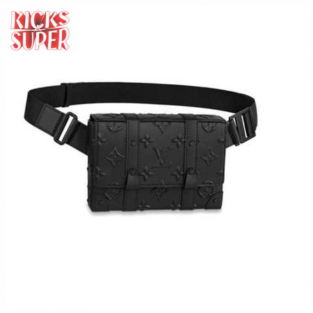 trunk slingbag black monogram seal cowhide leather - lbb08