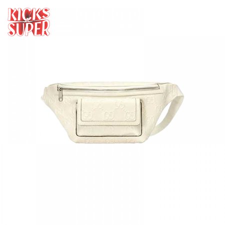 Gg Embossed Belt Bag In White Gg Embossed Leather GBB018