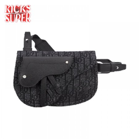 Saddle Pouch Black Dior Oblique Jacquard - DMB004