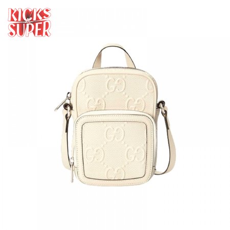 Gg Embossed Mini Bag In White Leather GMB016