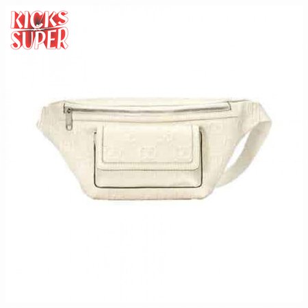 GG EMBOSSED BELT BAG IN WHITE GG EMBOSSED LEATHER - GBC13