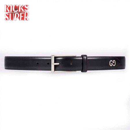 GUCCI LEATHER BELT WITH GG DETAIL - B46