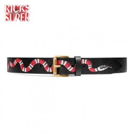 GUCCI LEATHER BELT WITH KINGSNAKE - B41