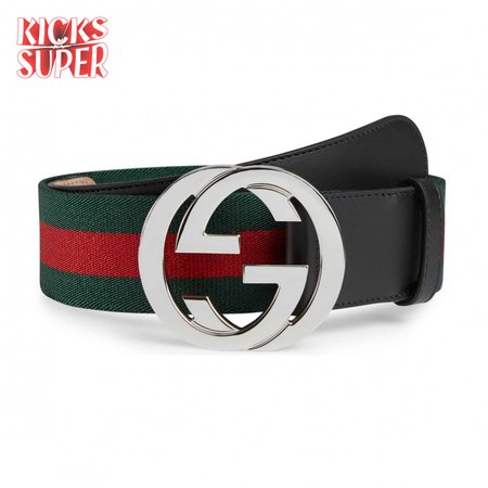 GUCCI MEN'S WEB STRIPED CANVAS BELT - B9