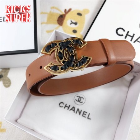 Chanel Leather Belt Buckle 30mm brown