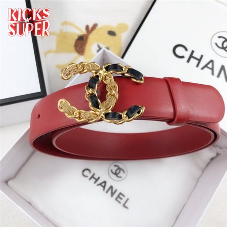 Chanel Leather Belt Buckle 30mm red