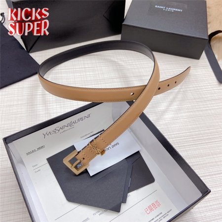 ysl logo leather belt