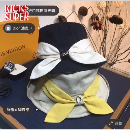 Best Christian Dior Colorblock bow Fisherman hat