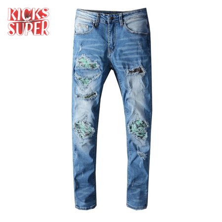 Amiri Design Rip Jeans Light Blue / Green