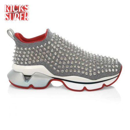 CHRISTIAN LOUBOUTIN GREY SPIKE SOCK SNEAKER- CL50