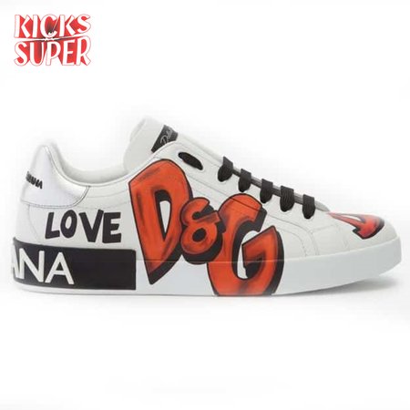 DOLCE & GABBANA CALFSKIN PORTOFINO SNEAKERS WITH PATCHES OF THE DESIGNERS - DG2