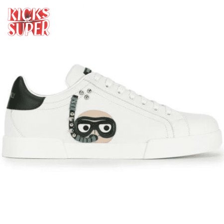 DOLCE & GABBANA CALFSKIN PORTOFINO SNEAKERS WITH PATCHES OF THE DESIGNERS - DG2