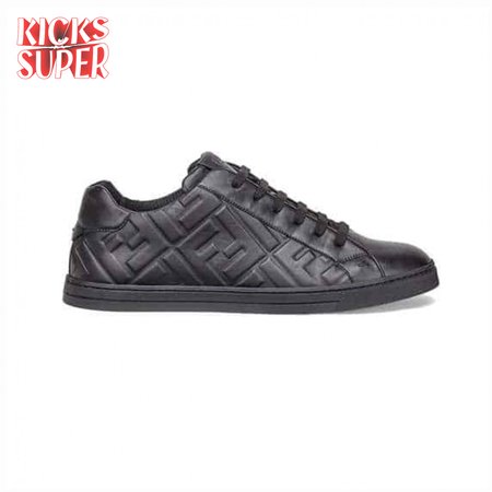 FENDI BLACK NAPPA LEATHER LOW-TOP SNEAKERS - FD04