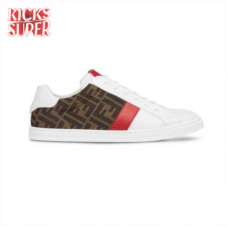 FENDI FF LOGO PRINT LOW-TOP SNEAKERS - FD16